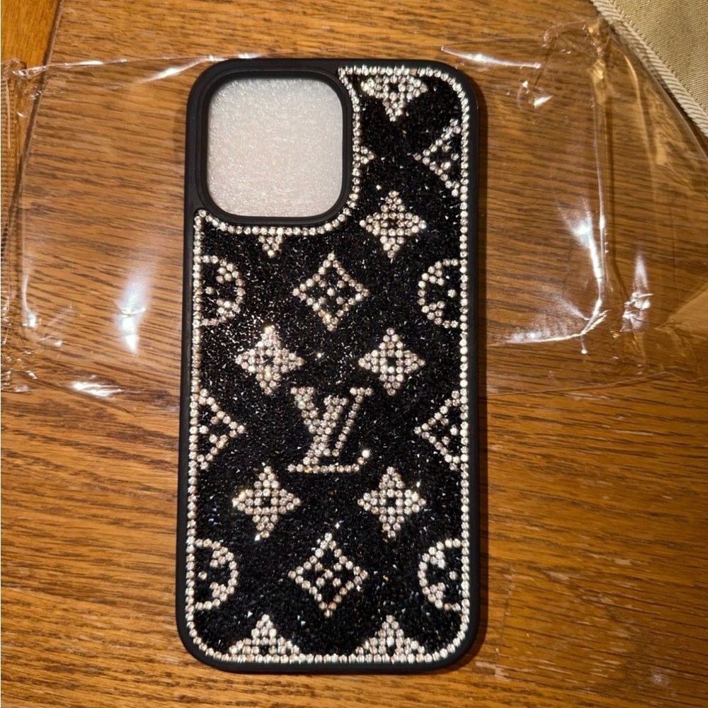 Louis Vuitton Black and White Crystal Phone Case